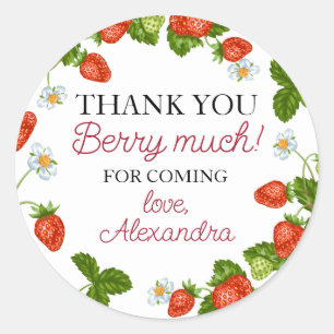 Adesivo Redondo Strawberry Favor Tags Birthday Berry Much