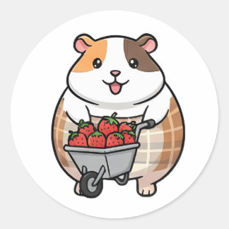 Adesivo Redondo Strawberry Guinea Pig