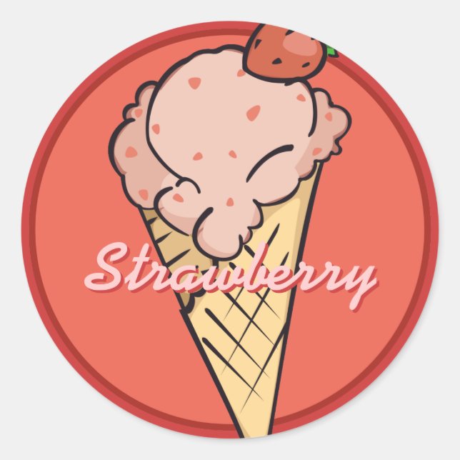 Adesivo Redondo Strawberry Icecream Sticker (Frente)