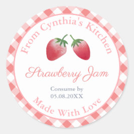 Adesivo Redondo Strawberry Jam Hostess Gift Pantry Labels