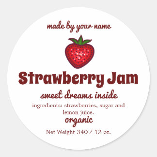 Adesivo Redondo Strawberry Jam Jar Sticker