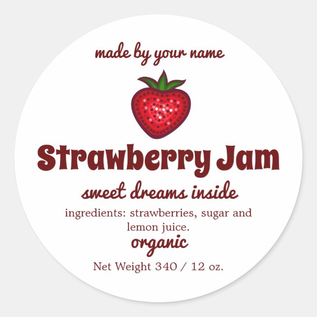 Adesivo Redondo Strawberry Jam Jar Sticker (Frente)