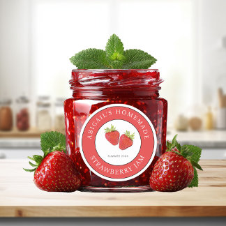 Adesivo Redondo Strawberry Jam Label 