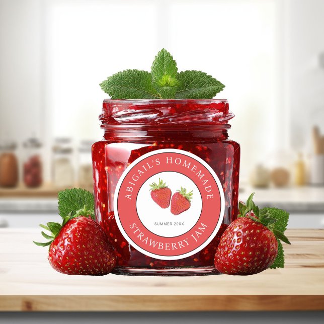 Adesivo Redondo Strawberry Jam Label  (Criador carregado)