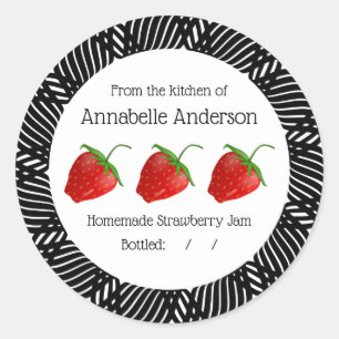 Adesivo Redondo Strawberry Jam Label Modern Personalize