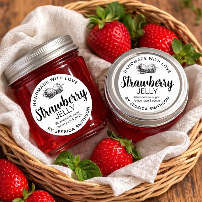 Adesivo Redondo Strawberry Jelly Jam Homemade label STRAW01rd (Criador carregado)