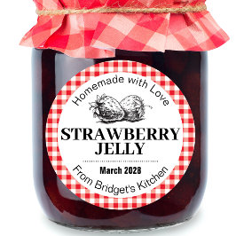 Adesivo Redondo Strawberry Jelly Jam Homemade label STRAW02rd