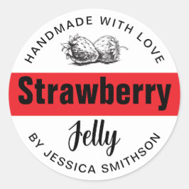 Adesivo Redondo Strawberry Jelly Jam Homemade label STRAW03rd
