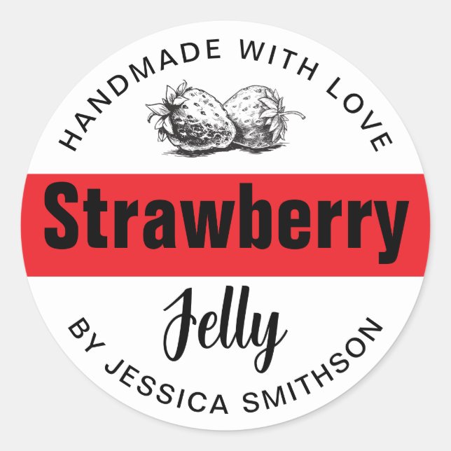 Adesivo Redondo Strawberry Jelly Jam Homemade label STRAW03rd (Frente)