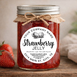 Adesivo Redondo Strawberry Jelly Jam Homemade label STRAW04rd