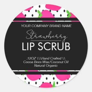 Adesivo Redondo Strawberry Lip Business Packaging Sticker Quadrado