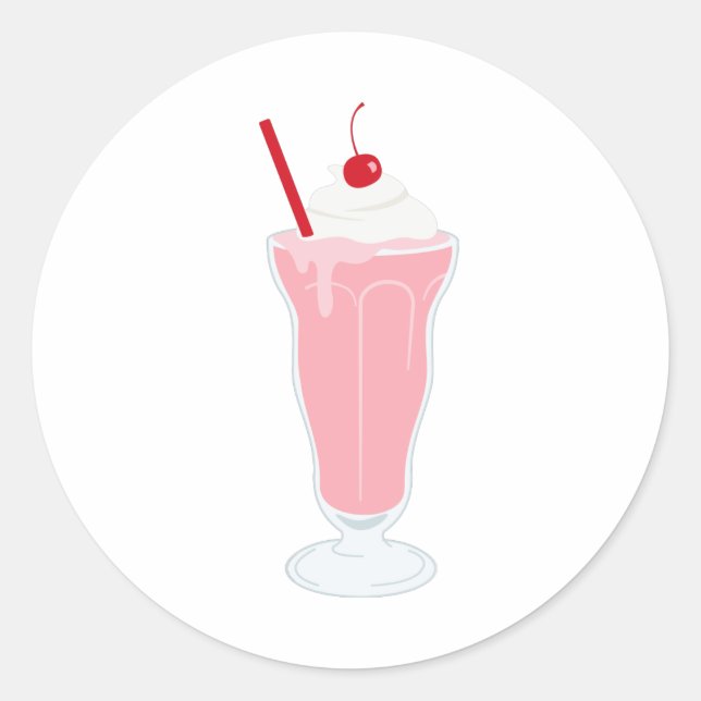Adesivo Redondo Strawberry Milkshake (Frente)