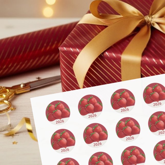 Adesivo Redondo Strawberry New Year's Eve Party (Criador carregado)