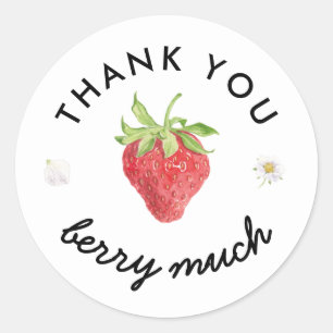 Adesivo Redondo Strawberry Obrigado Berry Much Partido Favor