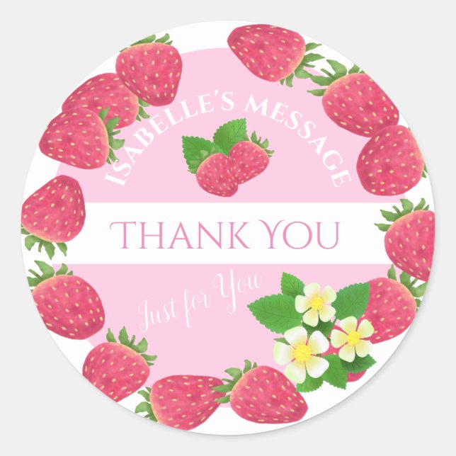Adesivo Redondo Strawberry Obrigado Sticker (Frente)