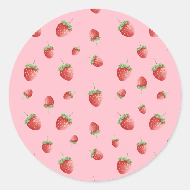 Adesivo Redondo Strawberry Pattern (Frente)
