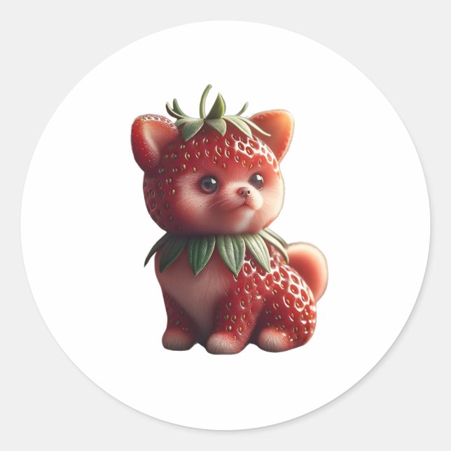 Adesivo Redondo Strawberry Pomeranian (Frente)