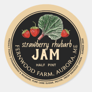 Adesivo Redondo Strawberry Rhubarb Jam Classic Round Sticker