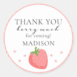 Adesivo Redondo Strawberry Round Stickers Berry Primeiro Aniversár