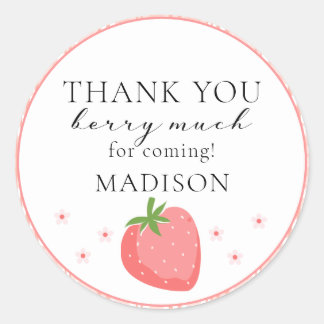 Adesivo Redondo Strawberry Round Stickers Berry Primeiro Aniversár