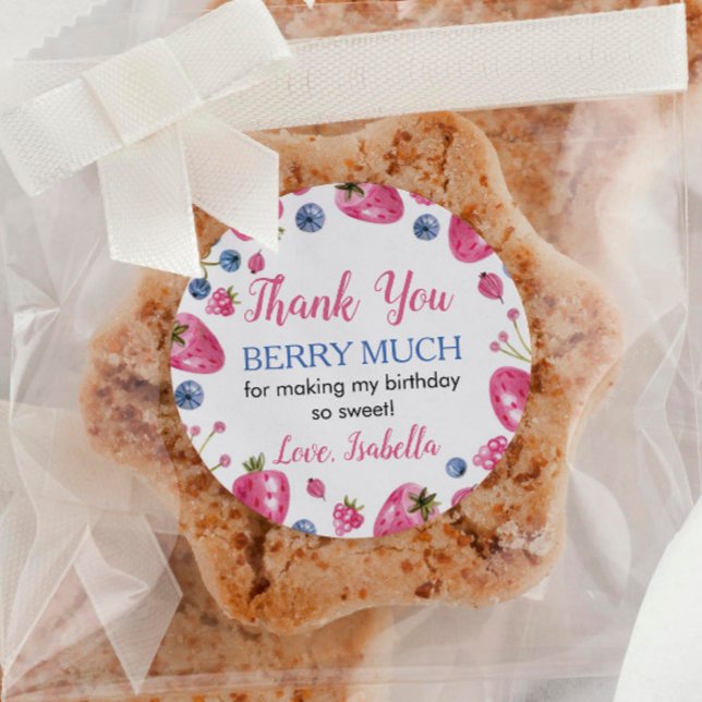 Adesivo Redondo Strawberry Sticker Rotula o Chá de fraldas de Aniv (Criador carregado)