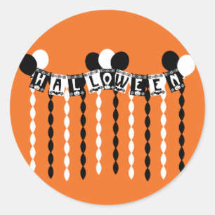 Adesivo Redondo Streamers do Partido do Halloween Retro