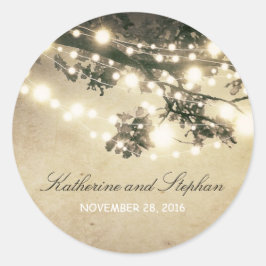 Adesivo Redondo String Lights Branches Rustic Wedds
