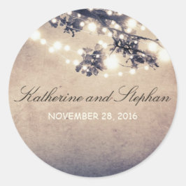 Adesivo Redondo String Lights Branches Rustic Wedds