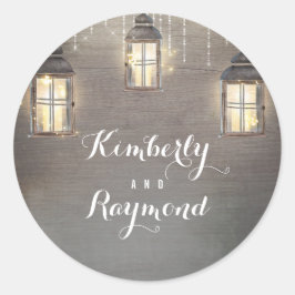 Adesivo Redondo String Lights Lanternas Rustic Wedes