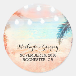 Adesivo Redondo String Lights Palms Beach Wedkers
