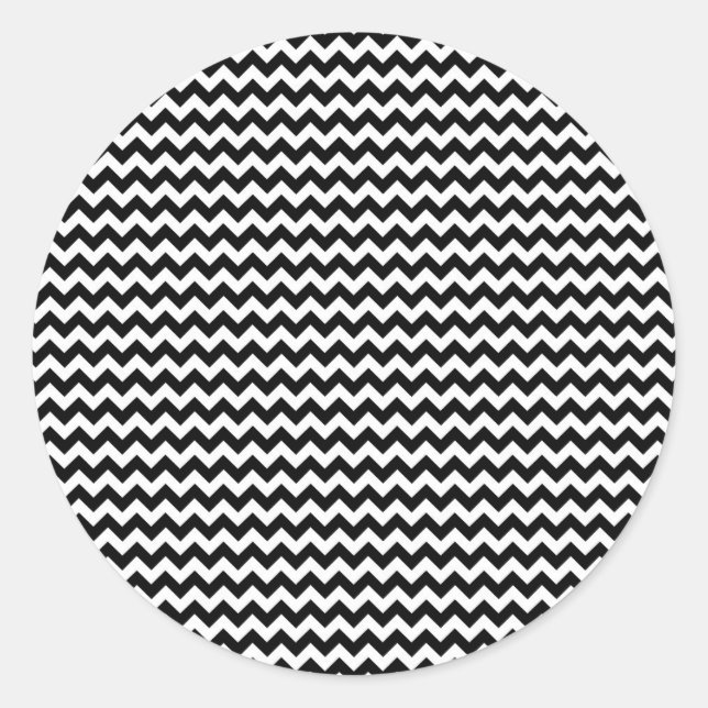 Adesivo Redondo Stripe Chevron Preto e Branco (Frente)