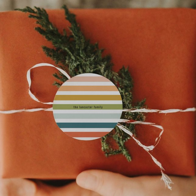 Adesivo Redondo Stripes Coloridas (Colorful Stripes Classic Round Sticker)