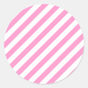 Adesivo Redondo Stripes de doce rosa e branco.