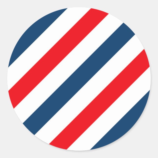 Adesivo Redondo Stripes Diagonais Tricolor (azul, branco e vermelh (Frente)