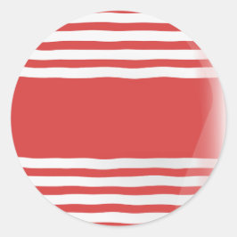 Adesivo Redondo Stripes Vermelhas em Branco com Banda Vermelha Cen