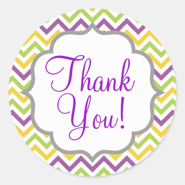 Adesivo Redondo Stripes violeta púrpura, verde e amarelo (Frente)