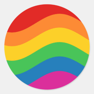 Adesivo Redondo Stripes Wavy Rainbow