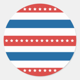 Adesivo Redondo Strips Vermelha, Azul e Branca com Estrelas Branca