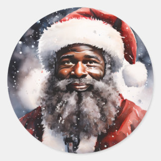 Adesivo Redondo Strong Black Santa Melanin Chrismas Claus Men