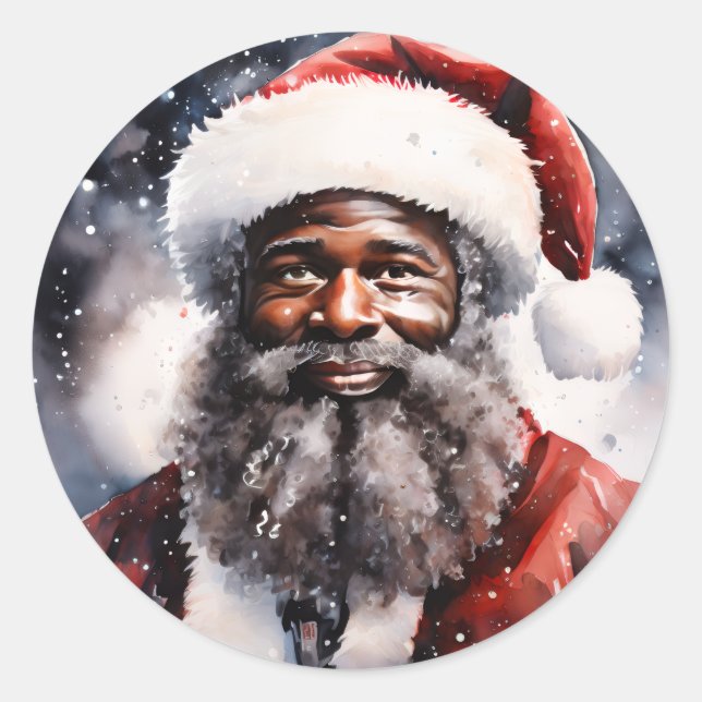 Adesivo Redondo Strong Black Santa Melanin Chrismas Claus Men  (Frente)