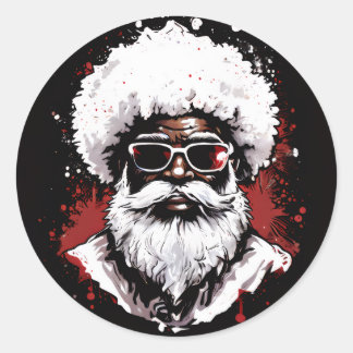 Adesivo Redondo Strong Black Santa Melanin Chrismas Claus Men