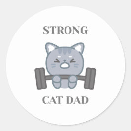 Adesivo Redondo Strong Cat Dad