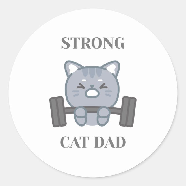 Adesivo Redondo Strong Cat Dad (Frente)