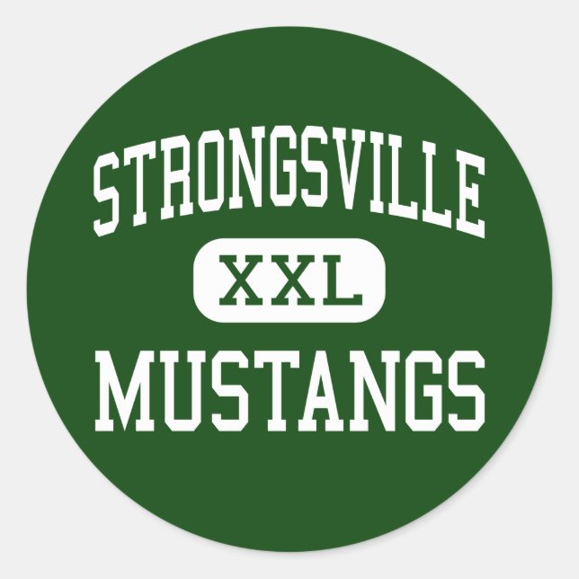 Adesivo Redondo Strongsville - Mustangs - High - Strongsville Ohio (Frente)