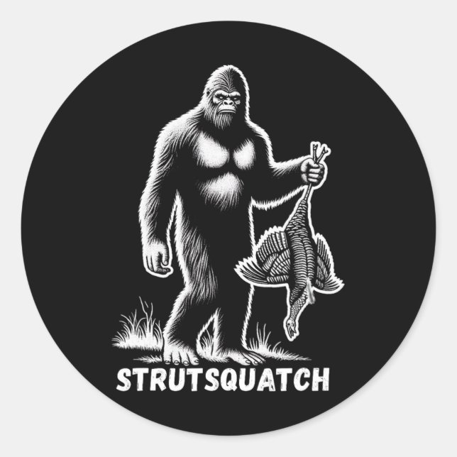 Adesivo Redondo Strutsquatch Bigfoot Sasquatch Engraçado Juventude (Frente)
