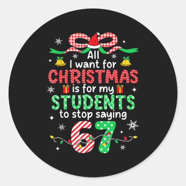 Adesivo Redondo Students Saying 6-7 67 Six Seven Funny Teacher Chr (Frente)