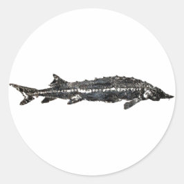 Adesivo Redondo Sturgeon Gyotaku-40-Item Branco