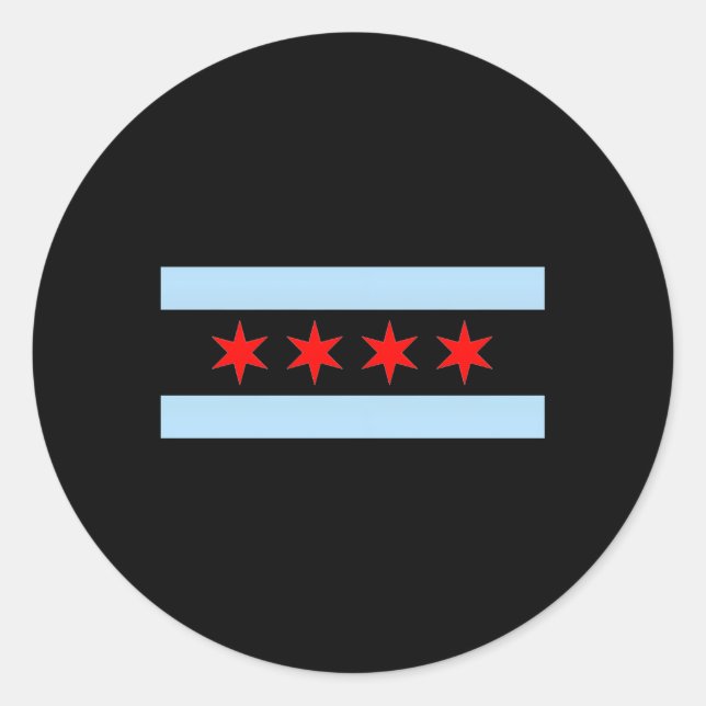 Adesivo Redondo Styley Chicago Flag Cinza Small (Frente)