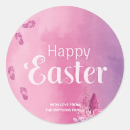 Adesivo Redondo Stylish cute Purple pink Happy Easter