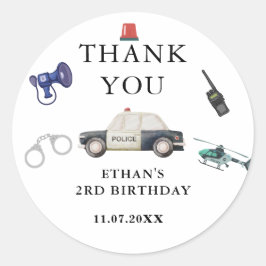 Adesivo Redondo Stylish Police Kids Birthday